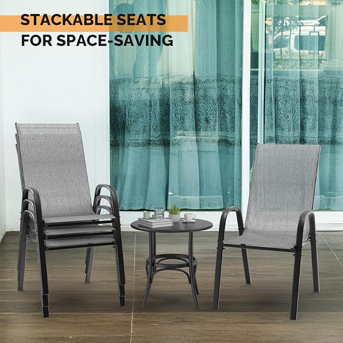 VINGLI Patio Chairs Set of 4 – Stackable Outdoor Dining Chairs - Image 5
