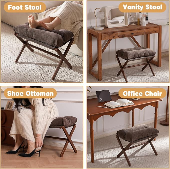 Ottoman Foot Rest- Bamboo Folding Stool, Foot Stools Small Ottman - Image 9