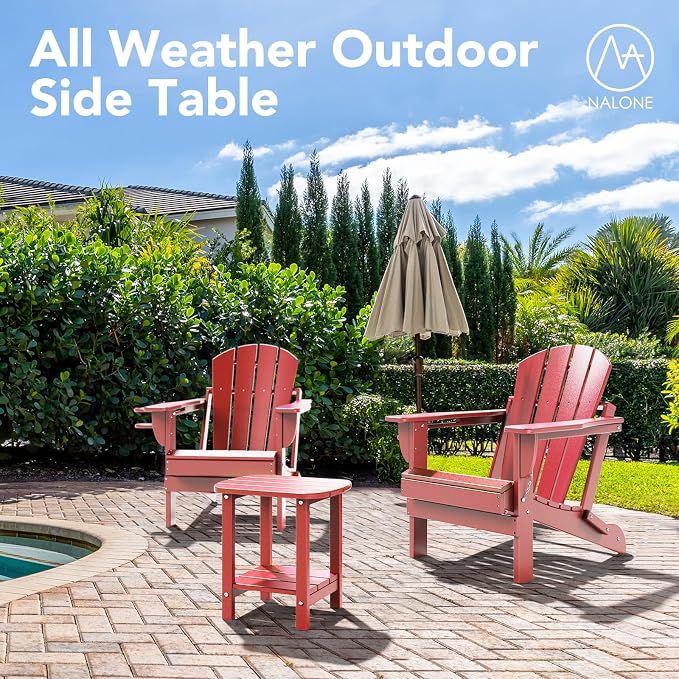 nalone Adirondack Side Table 16.5" Outdoor Side Table HDPE Plastic Double - Image 7