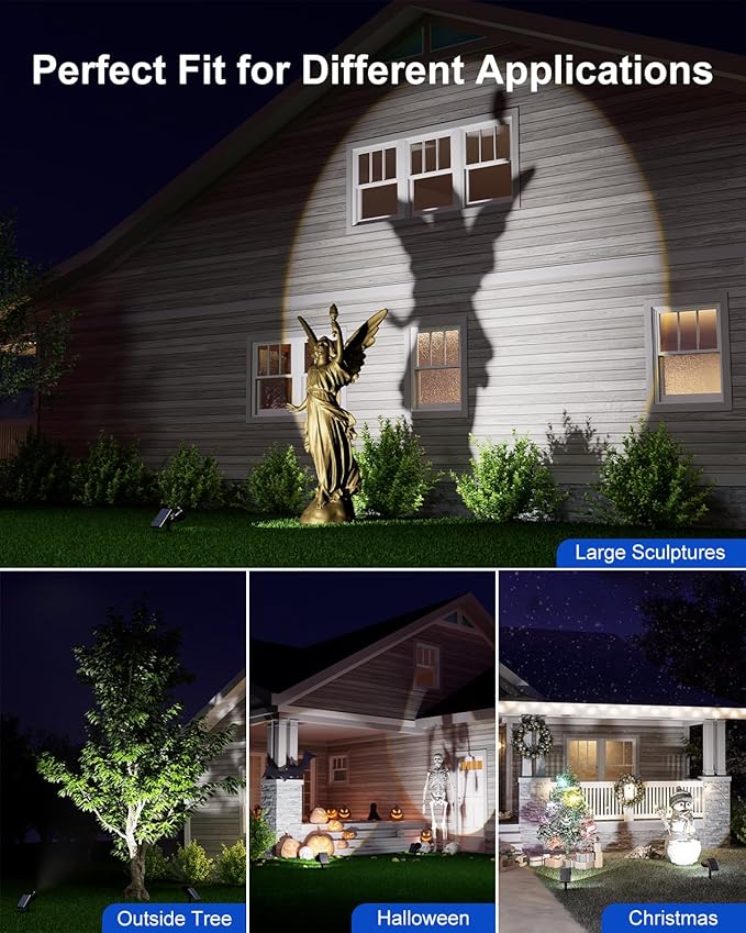 2 Pack Solar Powered Spot Lights Outdoor Waterproof Super Bright LED Yard - Image 4