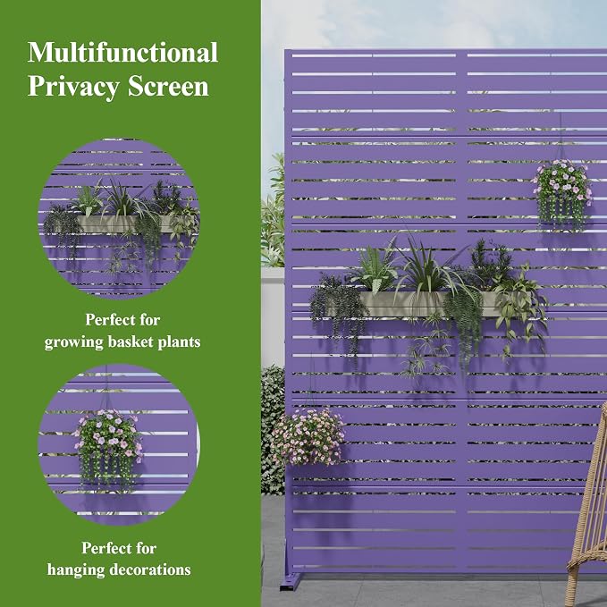 Casaphoria Metal Privacy Screen Outdoor, Dark Purple-Louvered - Image 4