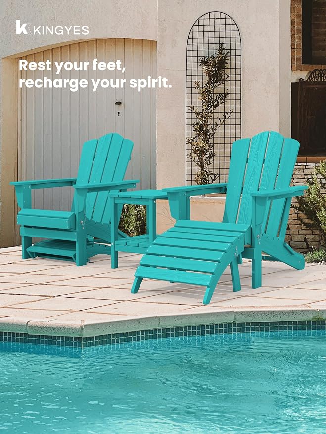 KINGYES Folding Adirondack Ottomans Set of 4 - Image 3