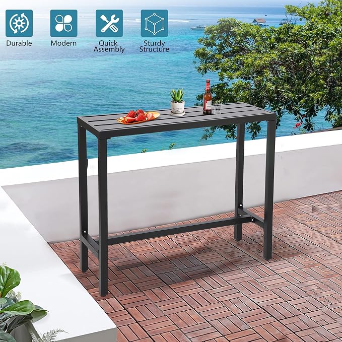 Outdoor Bar Table, Patio Console Pub Height Tables - Image 4