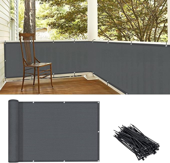 LOVE STORY 3'x6' Dark Grey Balcony Screen Privacy Fence Cover UV Protection by LOVESTORY