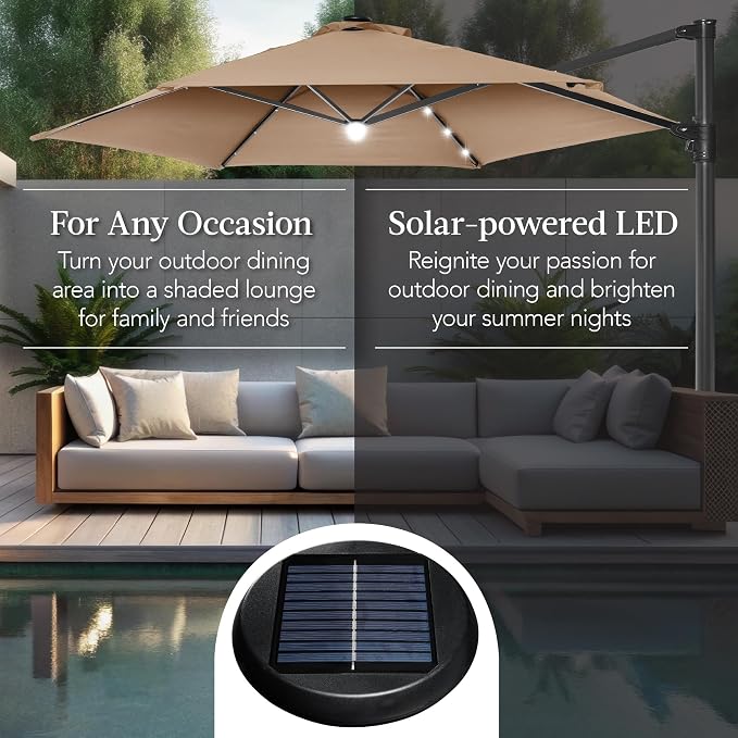Best Choice Products 10ft Solar LED Offset Cantilever Hanging Market Patio - Image 4