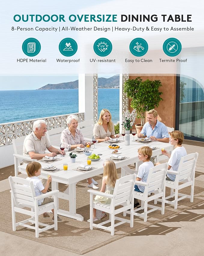 SERWALL Outdoor Dining Chairs Set of 4, All-Weather HDPE Patio Chair - Image 6
