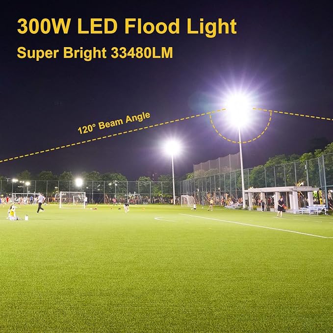 300W LED Flood Light Outdoor, 2000W Equivalent 5000K Daylight White Super - Image 3