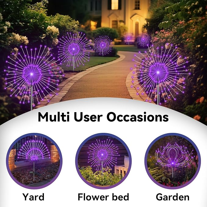 Garden Outdoor Lights, 2 Pack 120 LED Solar Garden Lights Fairy Lights Outdoor - Image 5