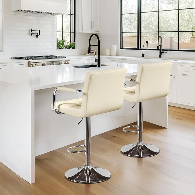 Yaheetech Bar Stools Set of 2, PU Leather Adjustable Swivel Barstools, - Image 2