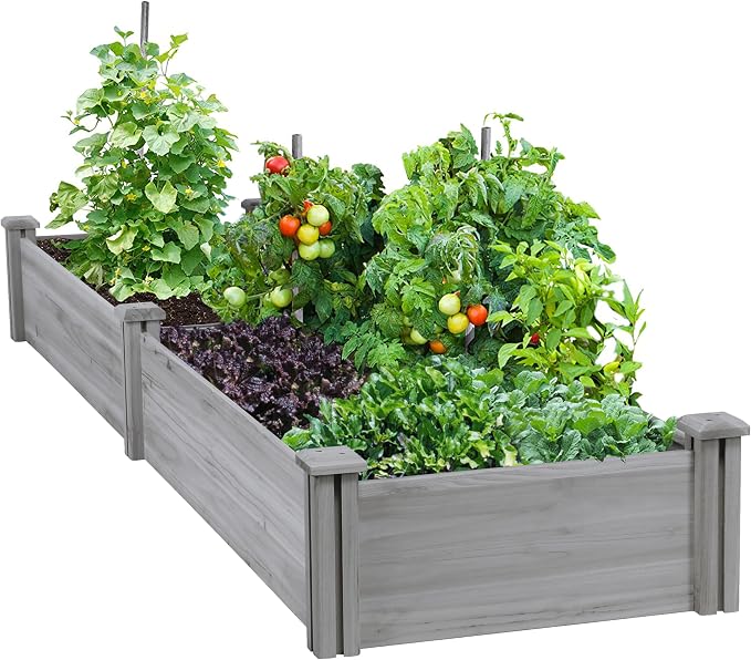 Yaheetech 8×2ft Wooden Horticulture Raised Garden Bed Divisible Elevated by Yaheetech