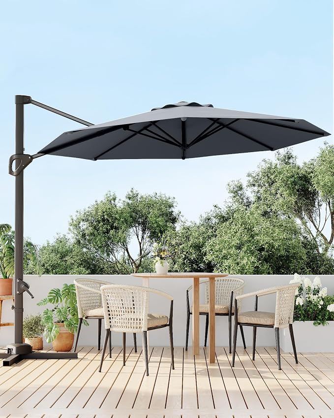 GarveeLife 10 ft Patio Umbrella Outdoor Large Cantilever Umbrella Market Sun - Image 7
