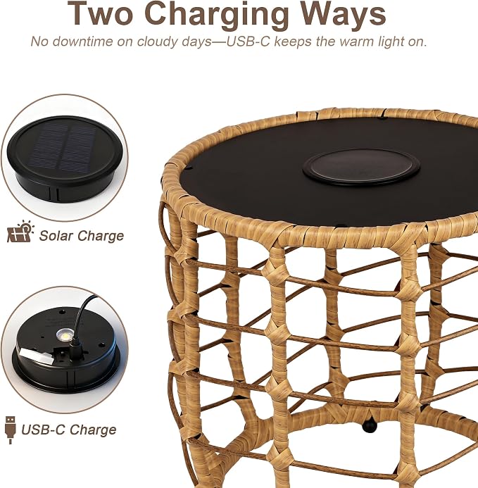 PARTPHONER Boho Solar Outdoor Side Table - Image 4