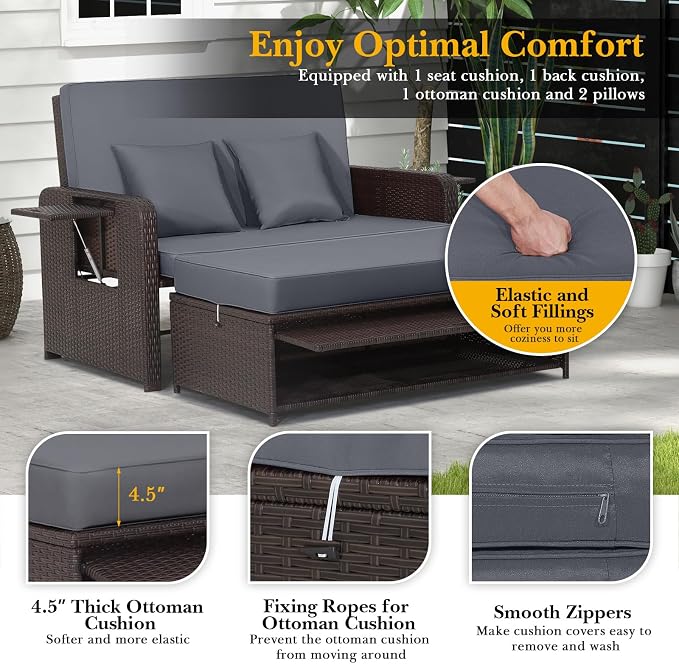 RELAX4LIFE Wicker Patio Outdoor Daybed - Image 5