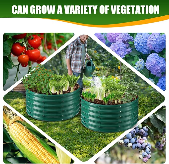 17" Tall Elevated Round Metal Rised Garden Bed- 2.7'x2.7' in Size and 0.8MM - Image 6