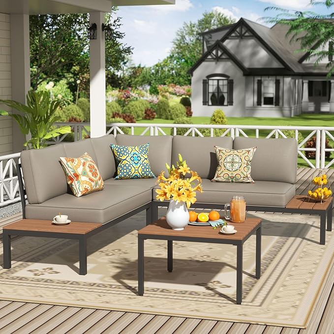 NATURAL EXPRESSIONS Patio Furniture Sets, Metal Outdoor Sectional L Shape by NaturalExpressions