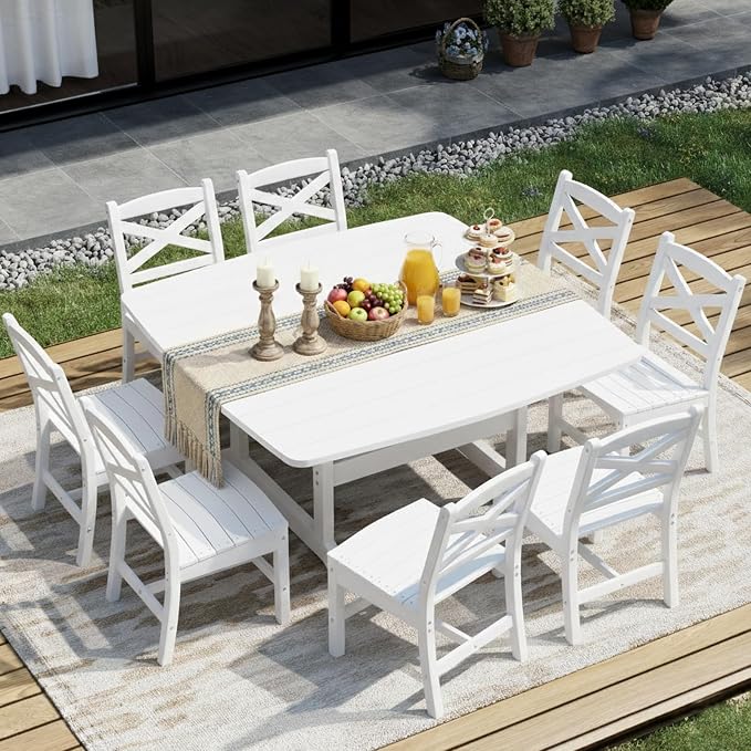 Outdoor Dining Set, HDPE 9-Piece Patio Table and Chairs Set, All-Weather - Image 2