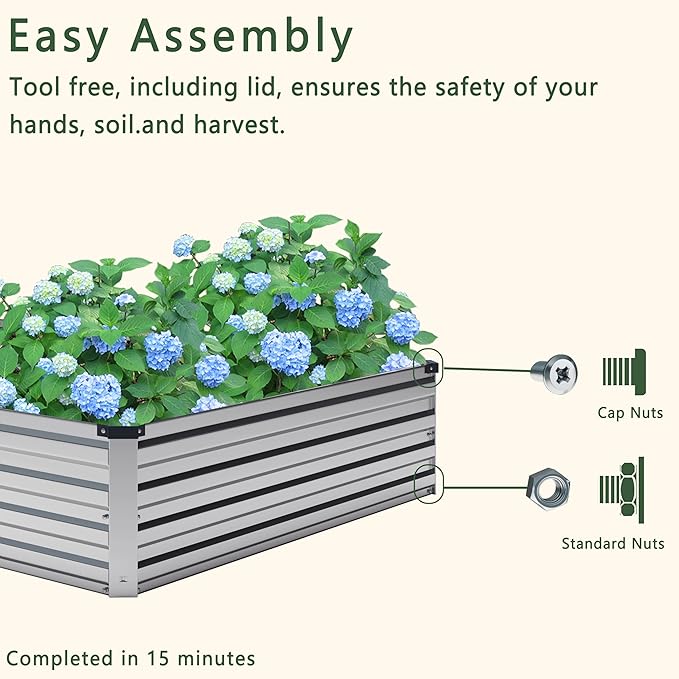 2PCS 12x4x1FT Galvanized Raised Garden Bed Kit, Vegetable Boxes-Rectangle Metal - Image 7