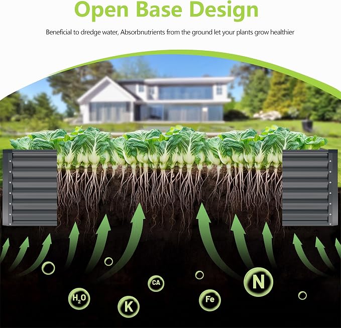 8x4x2FT Galvanized Raised Garden Bed, Galvanized Planter Boxes Outdoor - Image 2