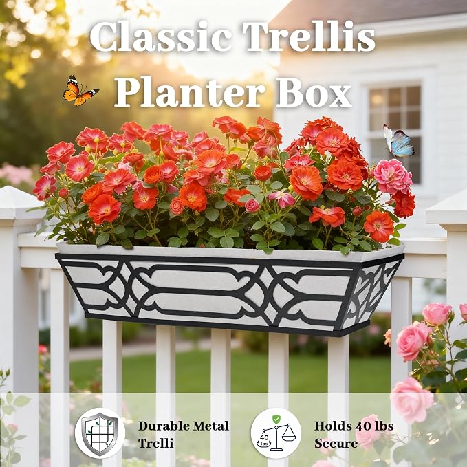 2 Pack 24 Inch Railing Boxes Planter - Image 2