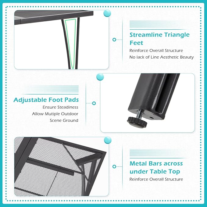 AECOJOY 39.4" Outdoor Patio Dining Table - Image 5