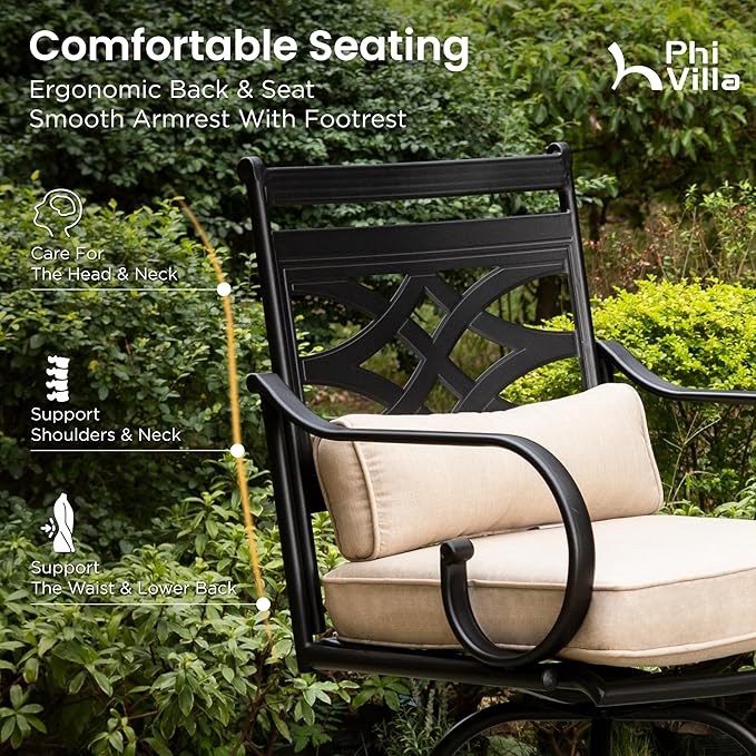 PHI VILLA 5 Piece Patio Bar Set, Outdoor Bar Table and Chairs Set, Strong and - Image 5