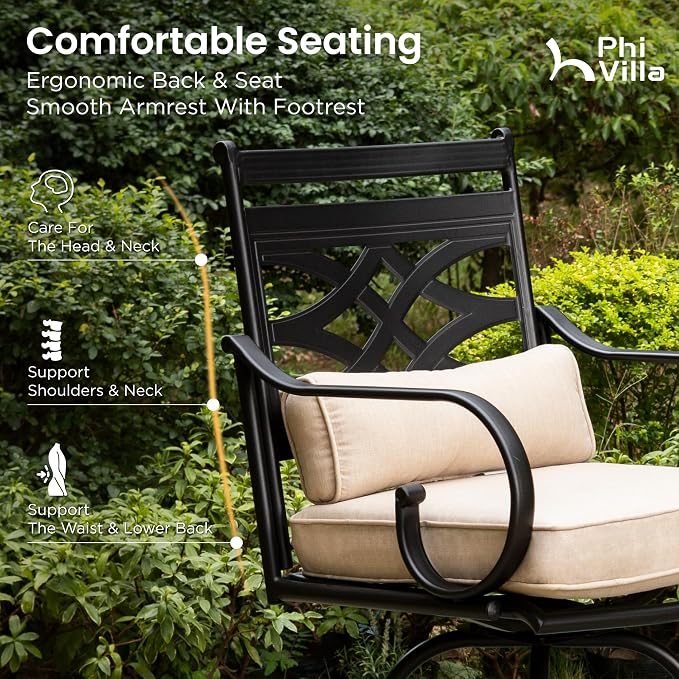 PHI VILLA 5 Piece Patio Bar Set, Outdoor Bar Table and Chairs Set, Strong and - Image 4