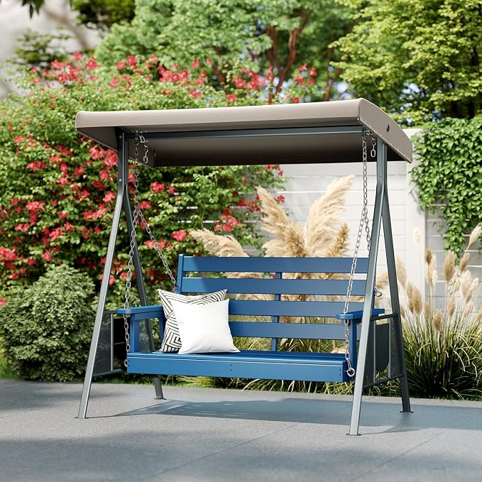 IVY&LANE Outdoor Porch Swing | HDPE Plastic | 2-Person | Hanging Bench Swings | - Image 6