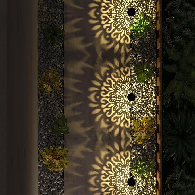 6 Pack Solar Lights Outdoor Garden Decorative Mandala Solar Pathway Lights - Image 6