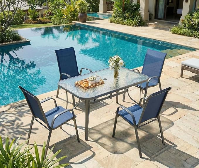 MAMIZO Patio Dining Chairs, Stackable All Weather Teslin Chair, Heavy Duty - Image 9