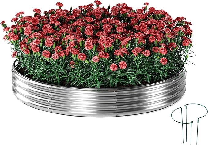 Galvanized Metal Round Raised Garden Bed Outdoor by ZFHgarden
