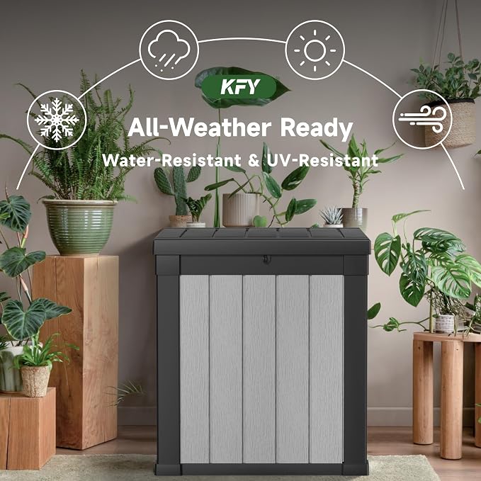 50 gallon deck box, All-weather resin material outdoorstorage box easy to - Image 4