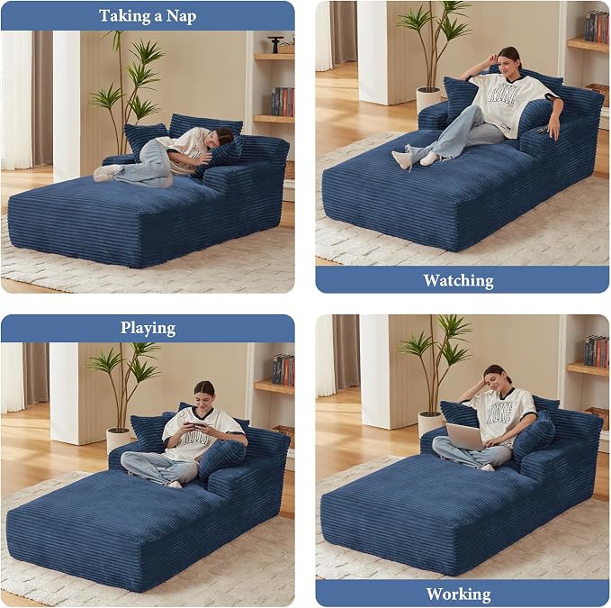 78.7" Chaise Lounge Chair Indoor, Oversized Boneless Couch Comfy Upholstered - Image 6