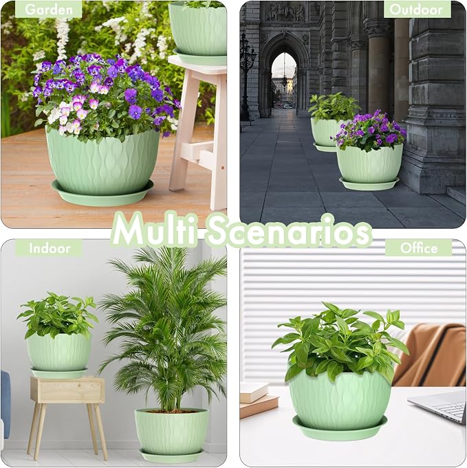 12 Inch Large Plant Pots for Indoor or Outdoor Plants, Wide Water Ripples - Image 6