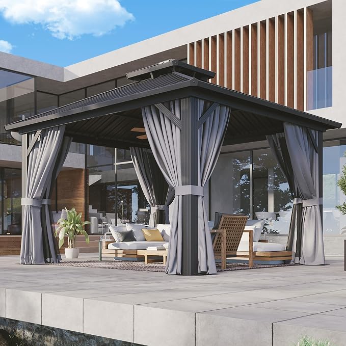 Aoxun 12'x12' Hardtop Gazebo, Aluminum Frame Canopy - Image 9
