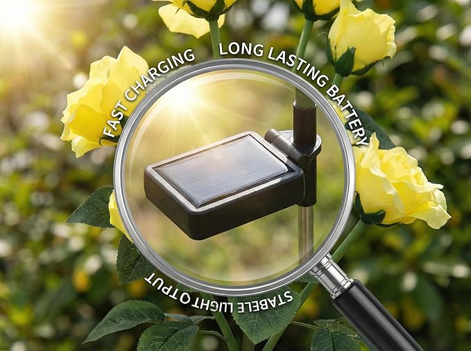 Solar Rose Lights Outdoor, 2 Pack Waterproof Color Changing LED Flower Lights - Image 8