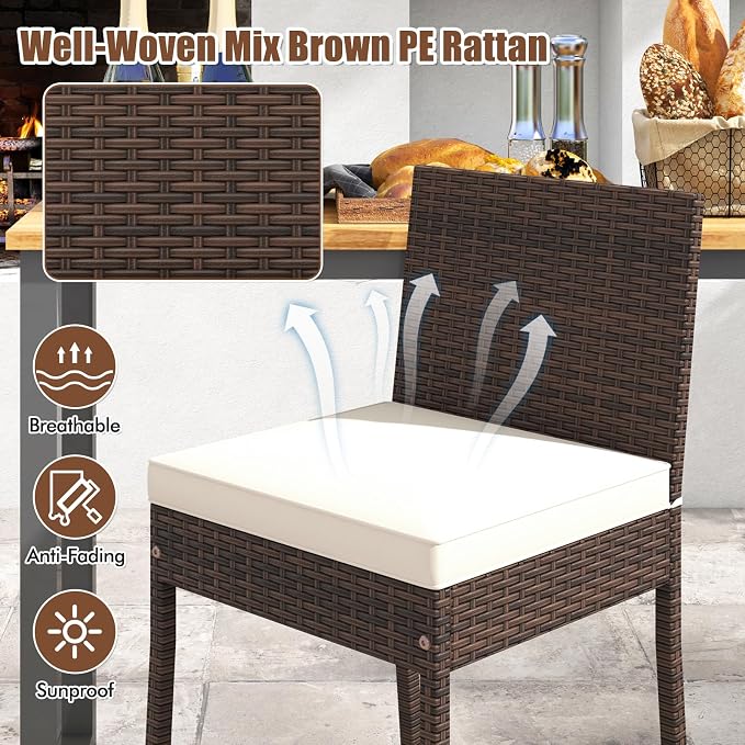 HAPPYGRILL Wicker Patio Barstools Set of 2, Outdoor Rattan Bar Chairs - Image 5