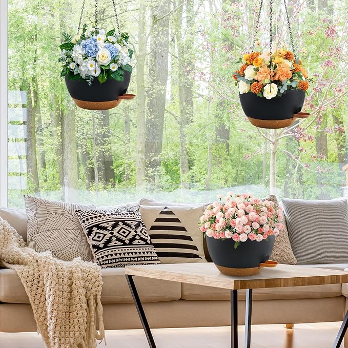 10 inch Hanging Planters for Indoor Plants, 3 Pack Self-Watering Hanging - Image 2