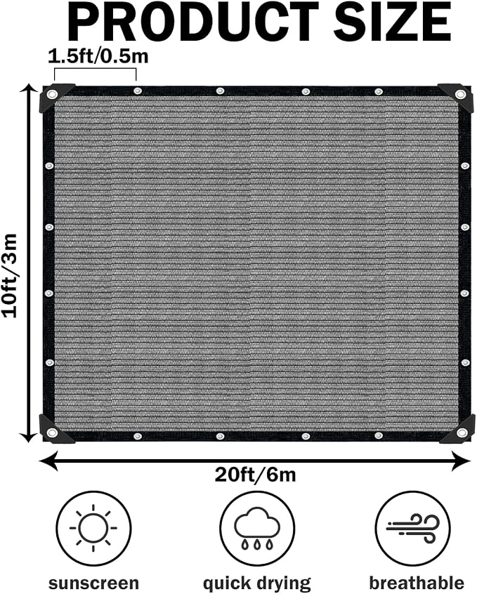 Grey Sun Shade Cloth, Pergola Shade Cover - Image 2