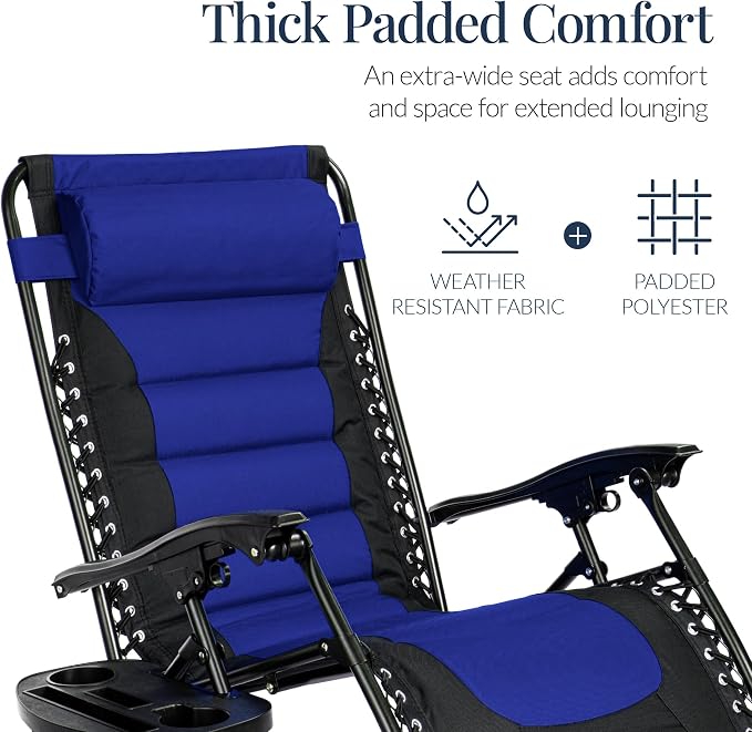 Best Choice Products Oversized Padded Zero Gravity Chair, Folding Outdoor Patio - Image 6