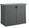 Suncast Resin Outdoor Storage Cabinet, Cool Gray Wicker Resin Outdoor Cabinet by Suncast