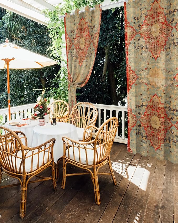 Boho Outdoor Curtains for Patio Waterproof, Grommet Privacy Curtain Drapes - Image 5