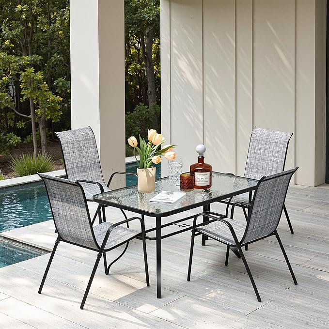 MAMIZO Patio Dining Chairs, Stackable All Weather Teslin Chair, Heavy Duty - Image 9