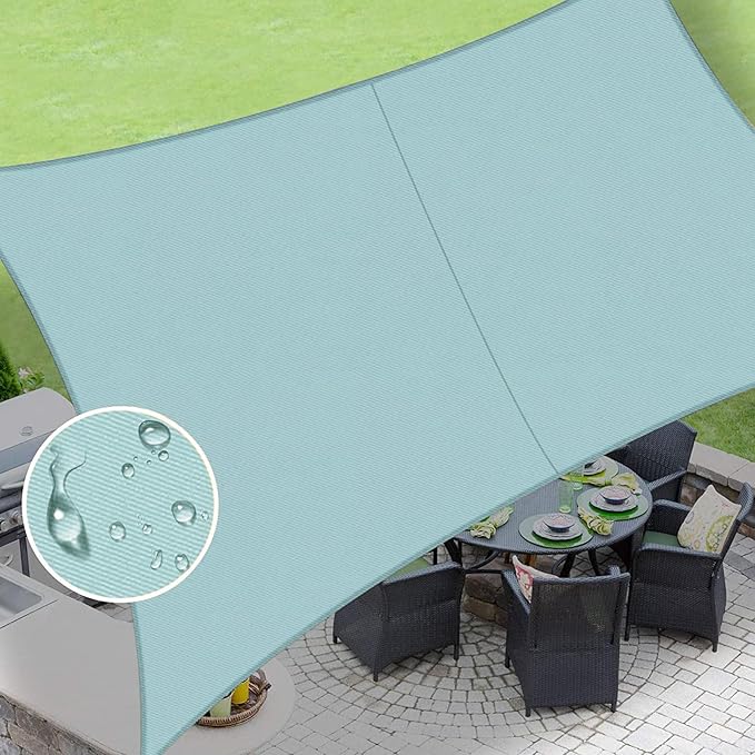 LOVE STORY Waterproof 6.5' x 10' Rectangle Sky Blue Sun Shade Sail Cannoy UV by LOVESTORY