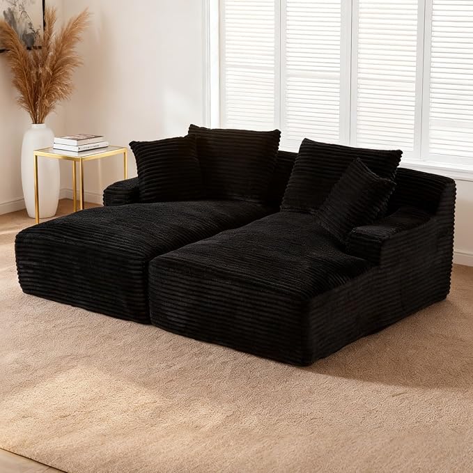 80" Double Chaise Lounge Chair Indoor, Oversized Boneless Couch Comfy by VEPXXP