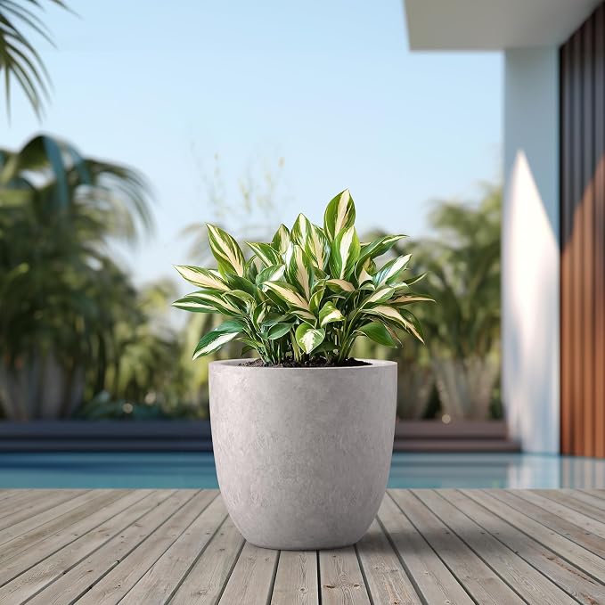 Kante 18 Inch Dia Round Concrete Planter, Indoor Outdoor Large Plant Pot - Image 3