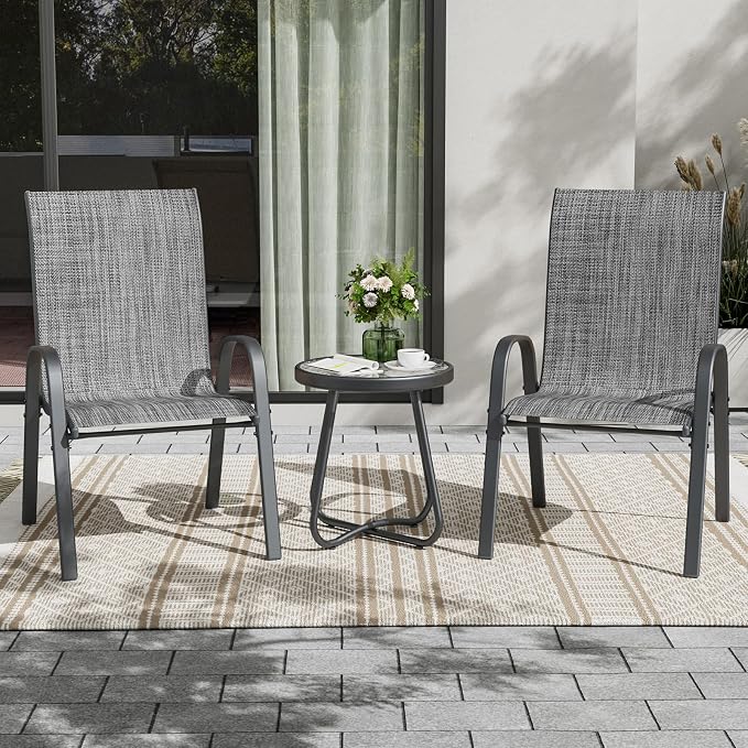 UDPATIO Patio Chairs Set of 2, Stackable Outdoor Dining Chairs - Image 2