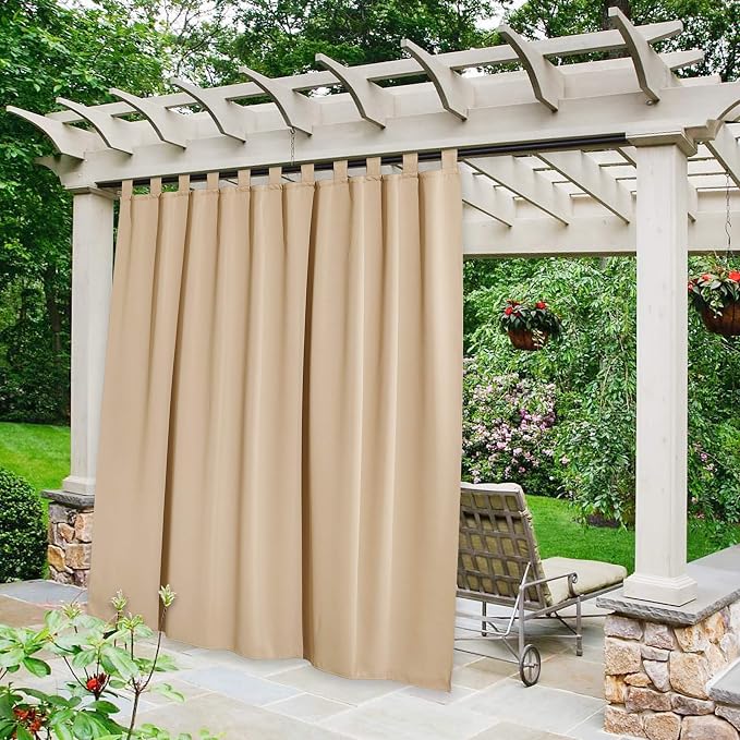 NICETOWN Outdoor Curtain for Patio Waterproof W84 x L84, Detachable Tab Top - Image 2