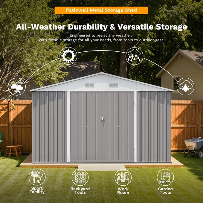 Patiowell 10 x 12 FT Metal Storage Shed - Image 5