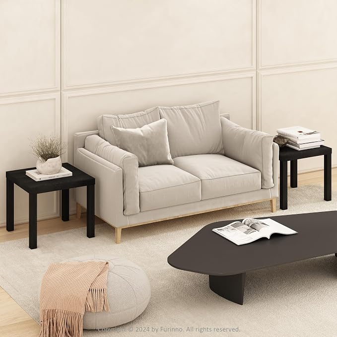 Furinno Classic Coffee Table Set of 2, Square Modern Coffee Table - Image 3