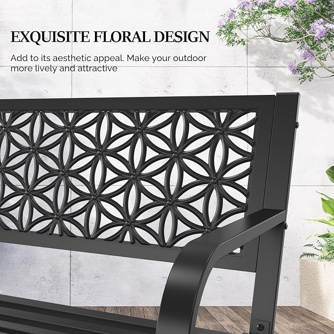VINGLI 50" Outdoor Bench Metal - Image 5
